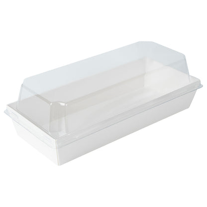 Matsuri Vision Rectangle White Paper Large Sushi Container - 7" x 2 3/4" x 1 1/2" - 100 count box