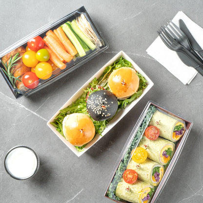 Matsuri Vision Rectangle White Paper Large Sushi Container - 7" x 2 3/4" x 1 1/2" - 100 count box