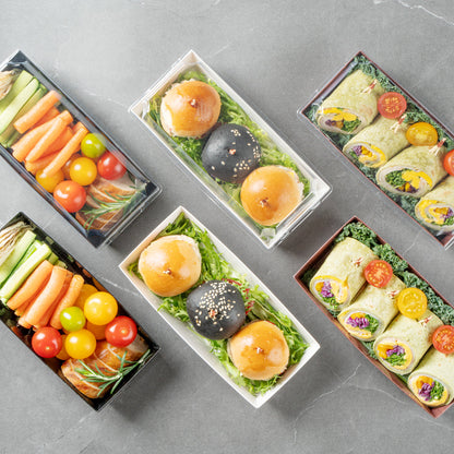 Matsuri Vision Rectangle White Paper Large Sushi Container - 7" x 2 3/4" x 1 1/2" - 100 count box