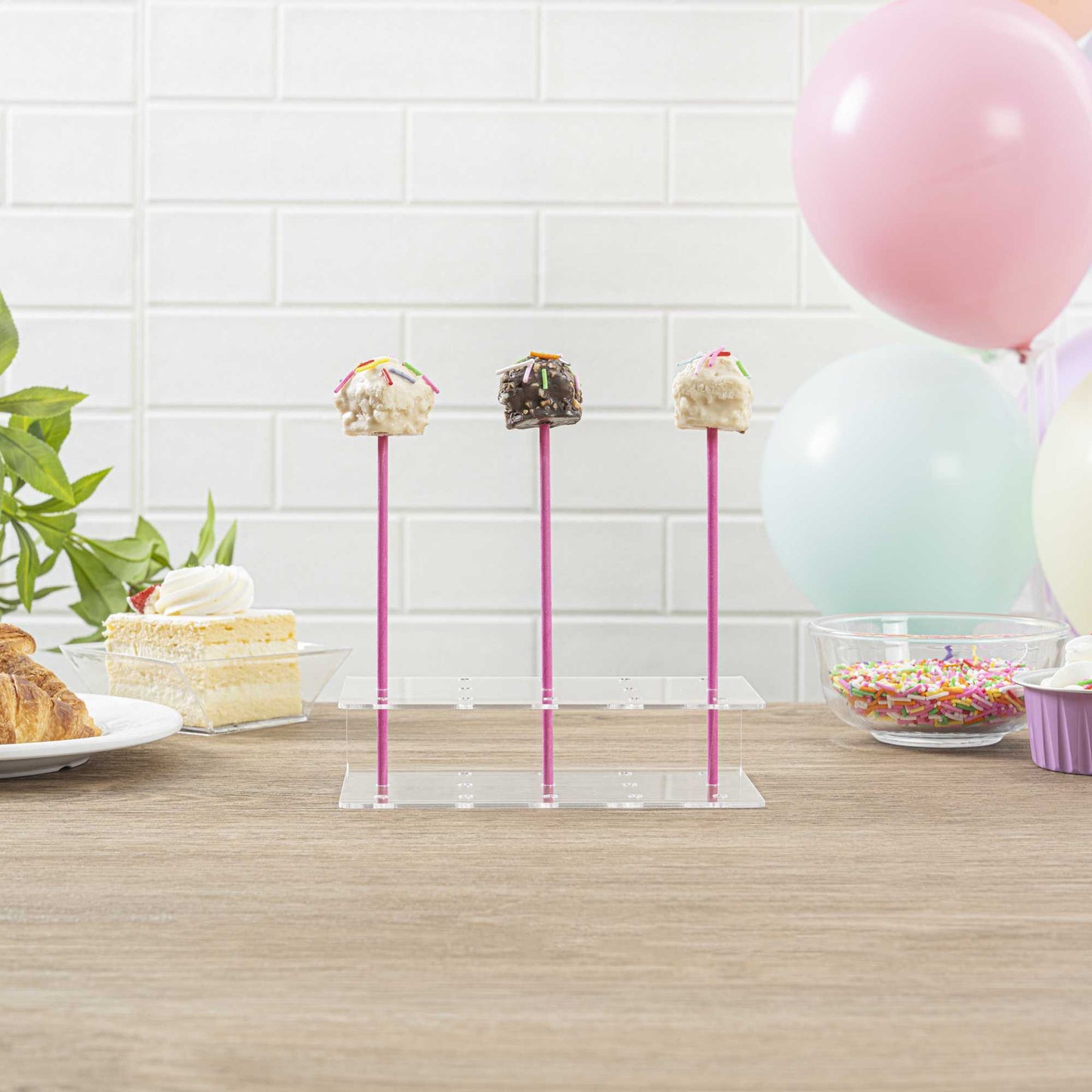 Pastry Tek Pink Paper Cake Pop and Lollipop Stick - Biodegradable - 6" x 5/32" - 100 count box