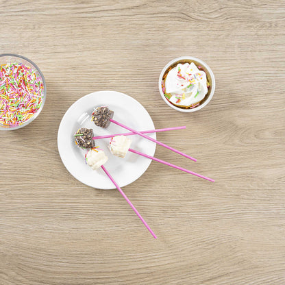 Pastry Tek Pink Paper Cake Pop and Lollipop Stick - Biodegradable - 6" x 5/32" - 100 count box