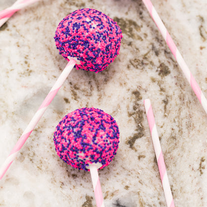 Pastry Tek Pink Paper Cake Pop and Lollipop Stick - Spirals, Biodegradable - 6" x 5/32" - 100 count box
