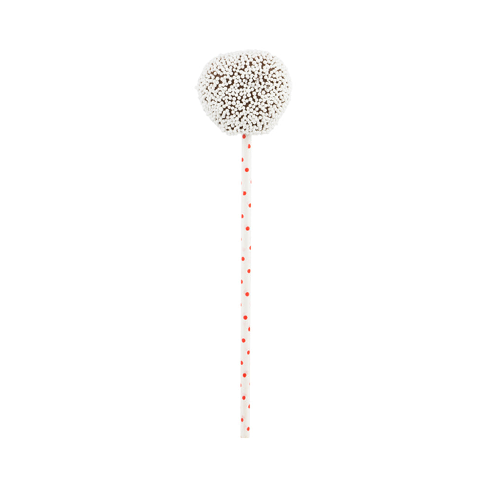 Pastry Tek Red Paper Cake Pop and Lollipop Stick - Polka Dots, Biodegradable - 6" x 5/32" - 100 count box
