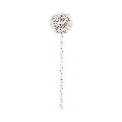 Pastry Tek Red Paper Cake Pop and Lollipop Stick - Polka Dots, Biodegradable - 6" x 5/32" - 100 count box
