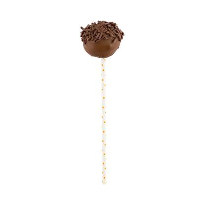Pastry Tek Orange Paper Cake Pop and Lollipop Stick - Polka Dots, Biodegradable - 6" x 5/32" - 100 count box