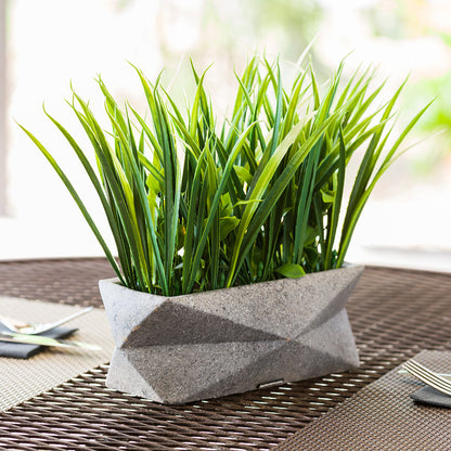 Plastic Table Art Faux Succulent Arrangement - Gravel Concrete Planter, Rectangular - 6 1/4" x 6 1/4" x 10 1/4" - 1 count box