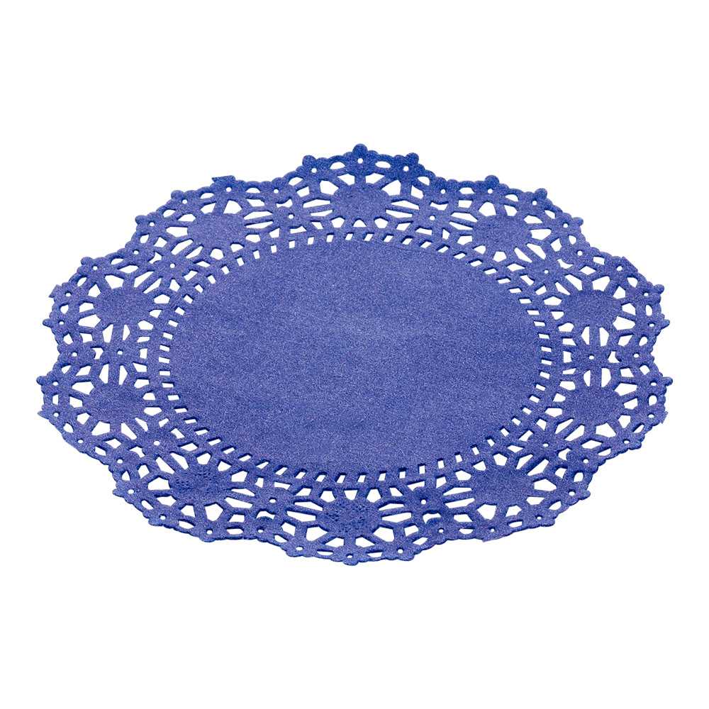Pastry Tek Round Navy Blue Paper Doilies - Lace - 4" x 4" - 100 count box