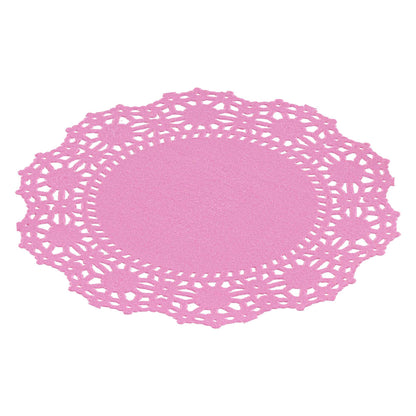 Pastry Tek Round Pink Paper Doilies - Lace - 4" x 4" - 100 count box