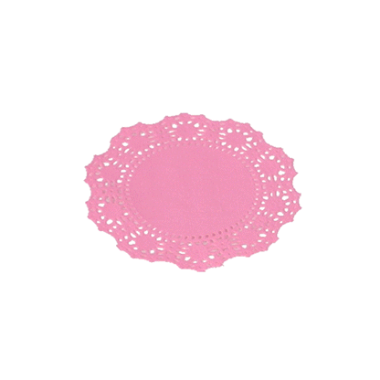 Pastry Tek Round Pink Paper Doilies - Lace - 4" x 4" - 100 count box