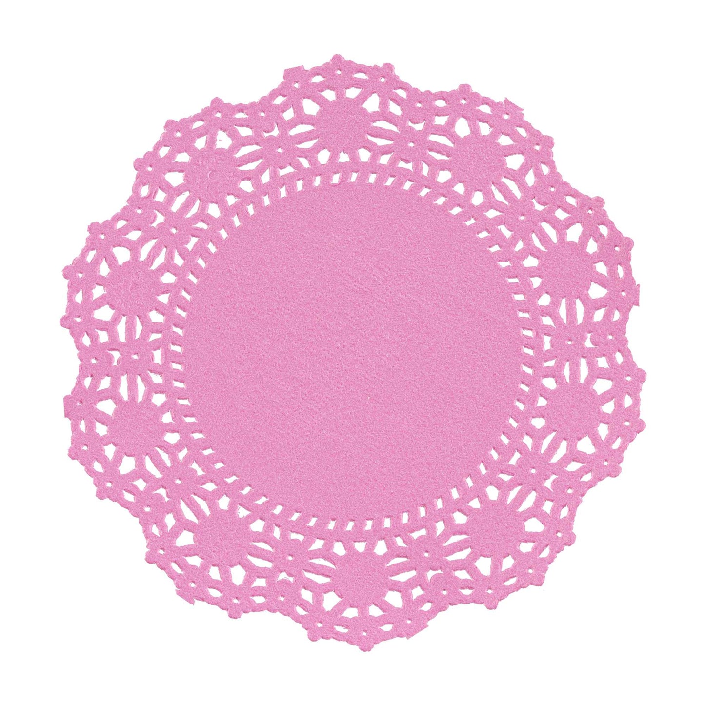 Pastry Tek Round Pink Paper Doilies - Lace - 4" x 4" - 100 count box