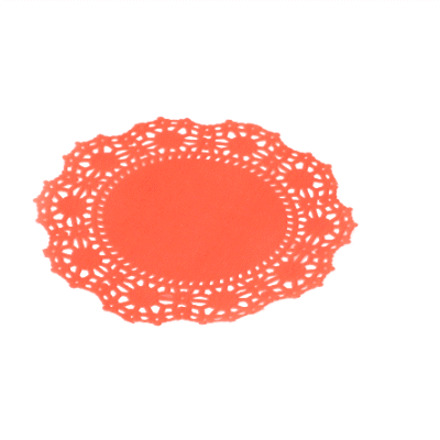 Pastry Tek Round Red Paper Doilies - Lace - 4" x 4" - 100 count box