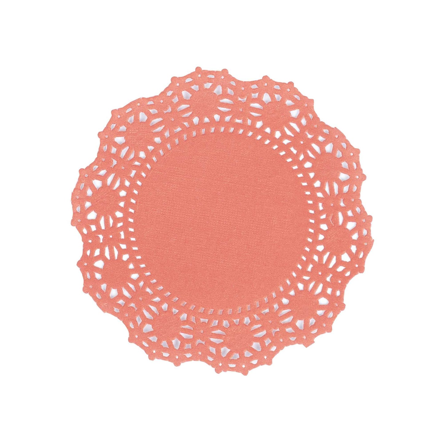 Pastry Tek Round Red Paper Doilies - Lace - 4" x 4" - 100 count box