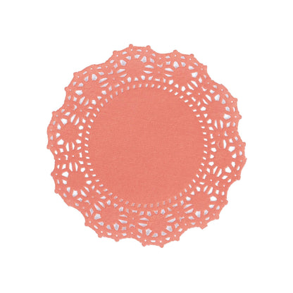 Pastry Tek Round Red Paper Doilies - Lace - 4" x 4" - 100 count box
