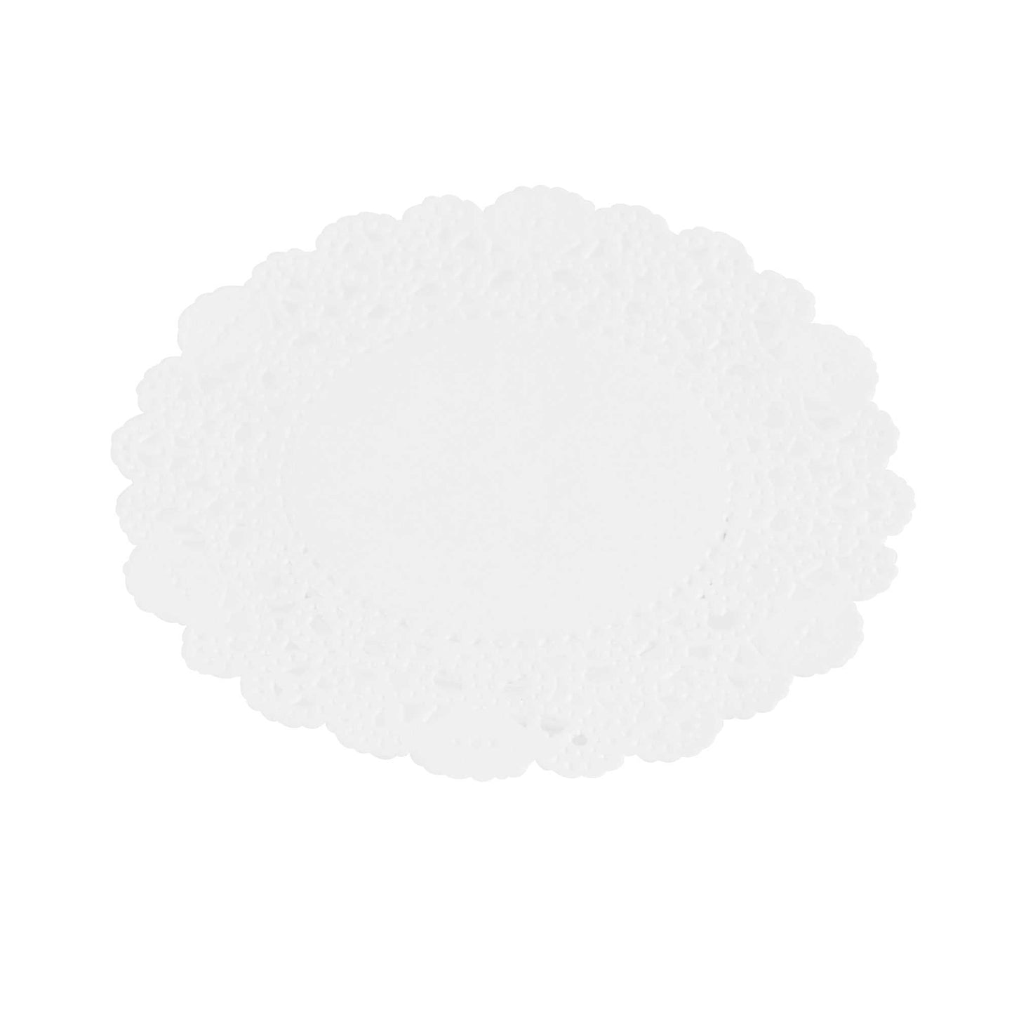 Pastry Tek Round White Paper Doilies - Lace - 4" x 4" - 100 count box