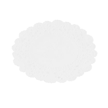 Pastry Tek Round White Paper Doilies - Lace - 4" x 4" - 100 count box