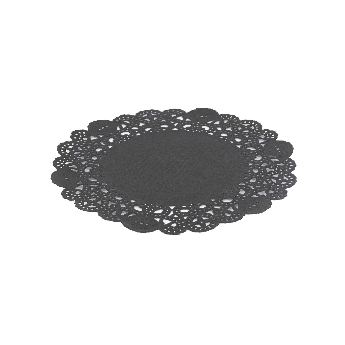 Pastry Tek Round Black Paper Doilies - Lace - 6" x 6" - 100 count box