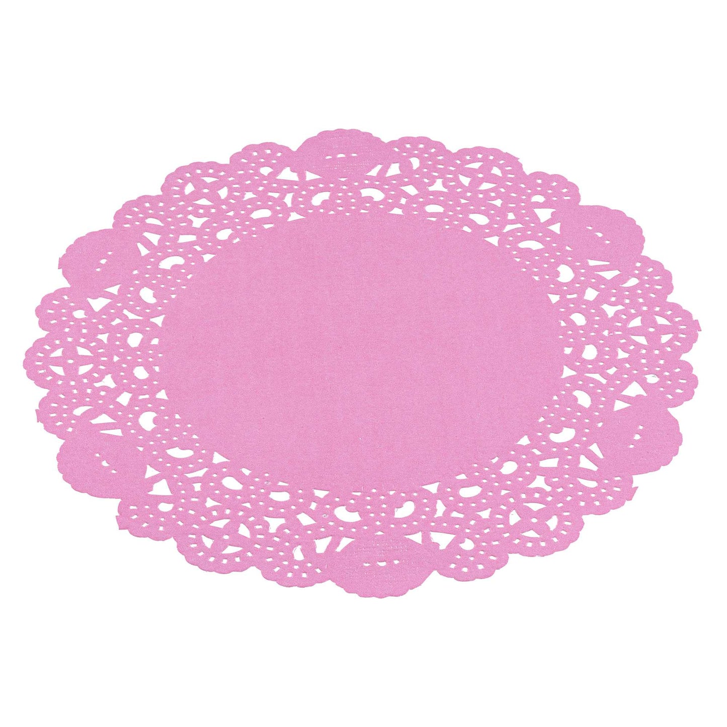 Pastry Tek Round Pink Paper Doilies - Lace - 6" x 6" - 100 count box