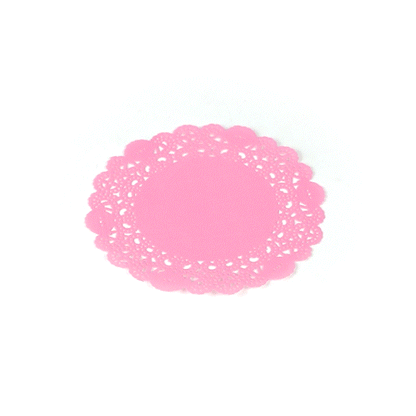 Pastry Tek Round Pink Paper Doilies - Lace - 6" x 6" - 100 count box