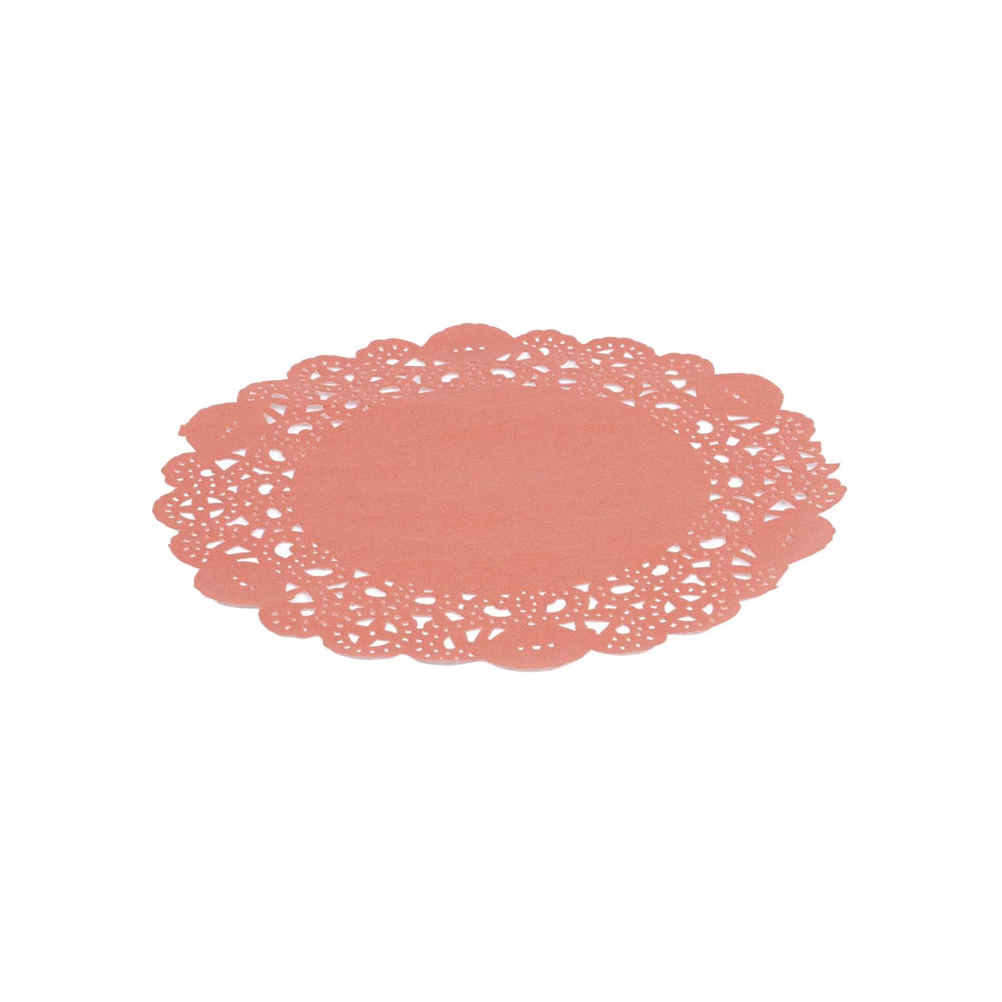 Pastry Tek Round Red Paper Doilies - Lace - 6" x 6" - 100 count box