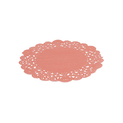 Pastry Tek Round Red Paper Doilies - Lace - 6" x 6" - 100 count box