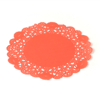 Pastry Tek Round Red Paper Doilies - Lace - 6" x 6" - 100 count box