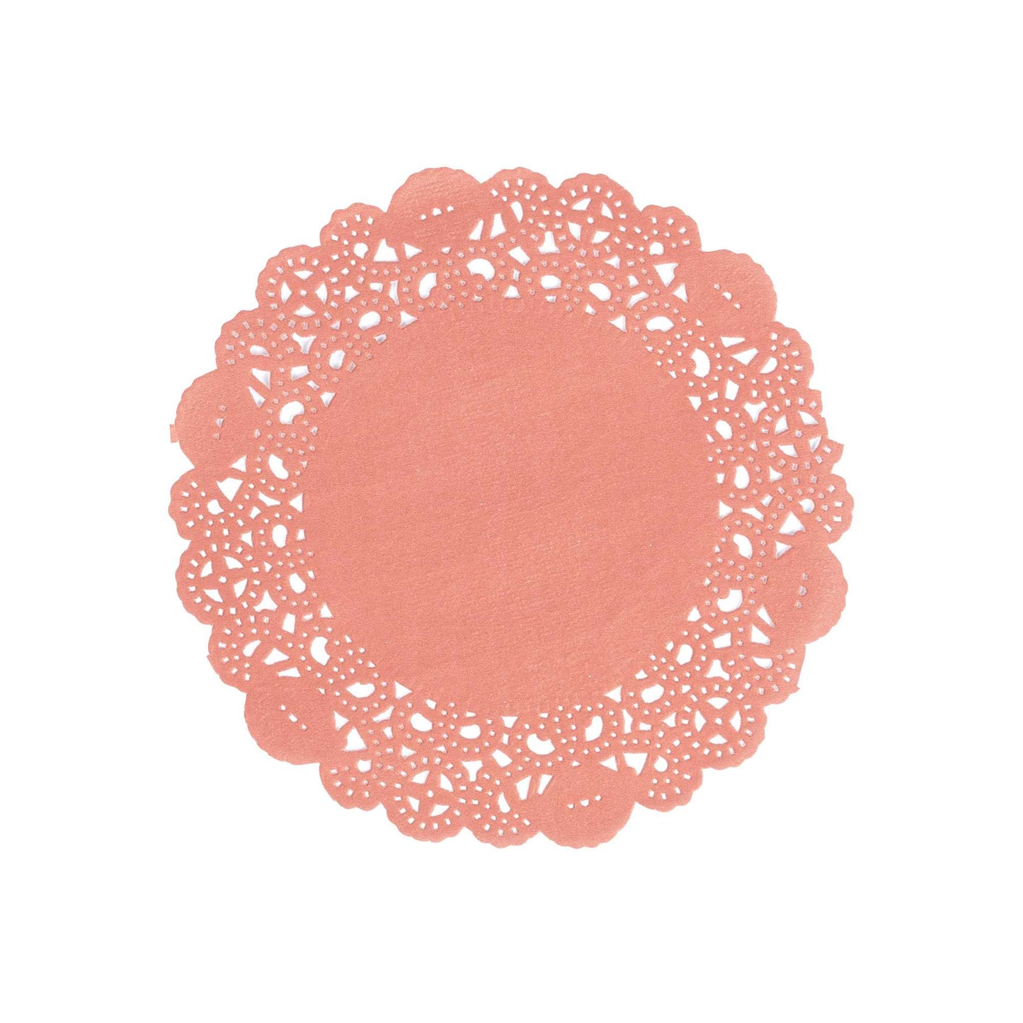 Pastry Tek Round Red Paper Doilies - Lace - 6" x 6" - 100 count box