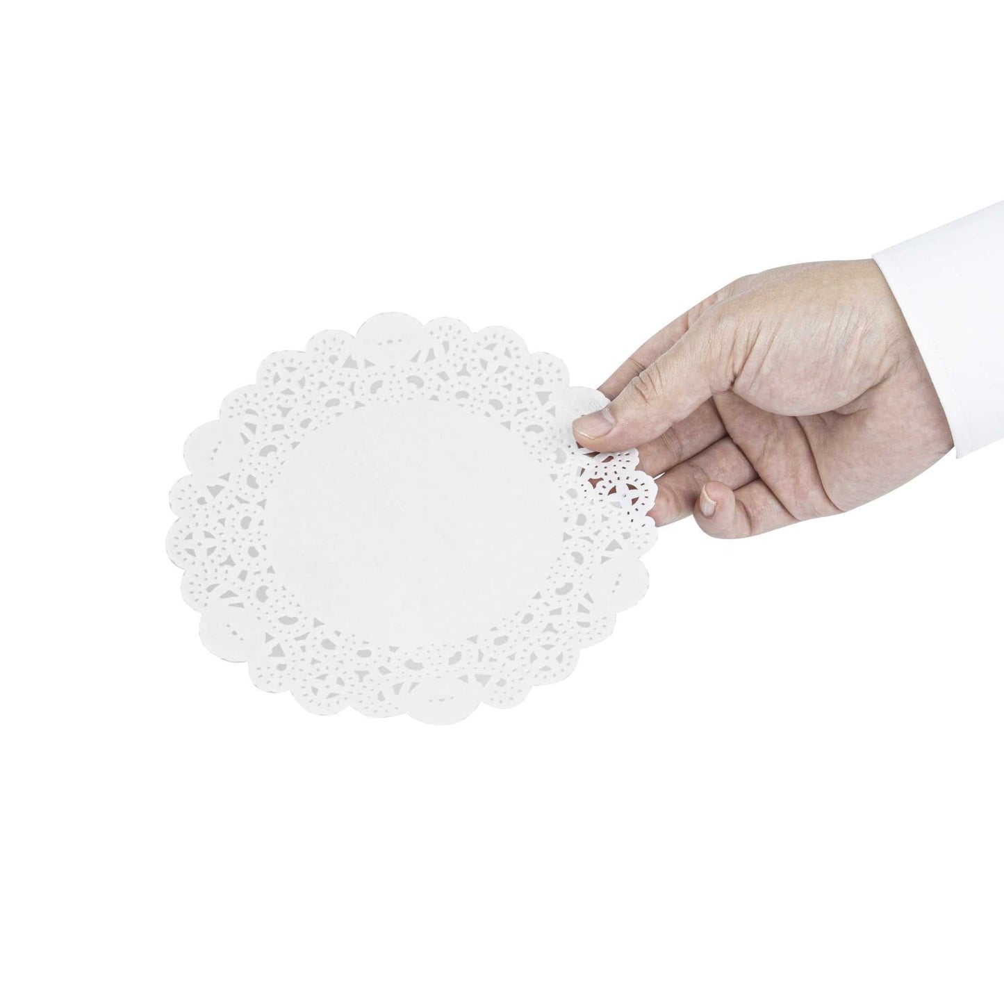 Pastry Tek Round White Paper Doilies - Lace - 6" x 6" - 100 count box