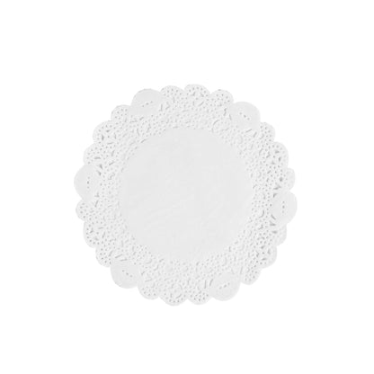 Pastry Tek Round White Paper Doilies - Lace - 6" x 6" - 100 count box