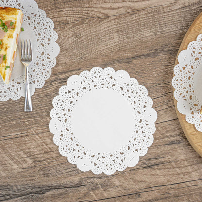 Pastry Tek Round White Paper Doilies - Lace - 6" x 6" - 100 count box