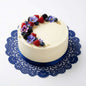 Pastry Tek Round Navy Blue Paper Doilies - Lace - 12" x 12" - 100 count box