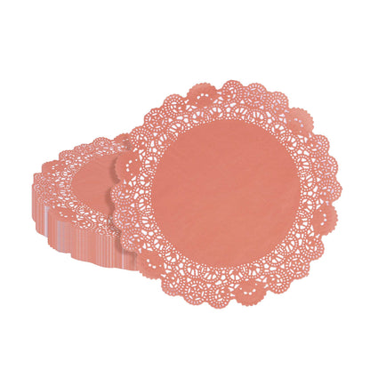 Pastry Tek Round Red Paper Doilies - Lace - 12" x 12" - 100 count box