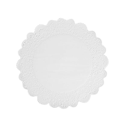 Pastry Tek Round White Paper Doilies - Lace - 12" x 12" - 100 count box