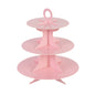 Pastry Tek Pink Cardboard Cupcake Stand - 3-Tier, White Polka Dots - 13 1/2" x 13 1/2" x 14" - 1 count box