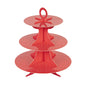 Pastry Tek Red Cardboard Cupcake Stand - 3 Tier, White Polka Dots - 13 1/2" x 13 1/2" x 14" - 1 count box