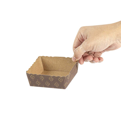 Panificio 4 oz Kraft Paper Square Baking Cup - Greaseproof, Rippled - 3" x 2 3/4" x 1 3/4" - 100 count box