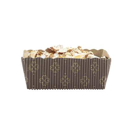 Panificio 4 oz Kraft Paper Square Baking Cup - Greaseproof, Rippled - 3" x 2 3/4" x 1 3/4" - 100 count box