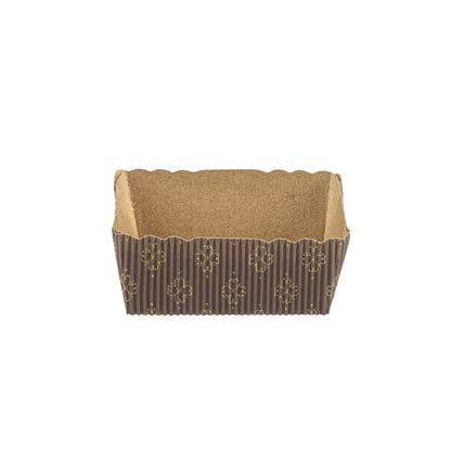 Panificio 4 oz Kraft Paper Square Baking Cup - Greaseproof, Rippled - 3" x 2 3/4" x 1 3/4" - 100 count box