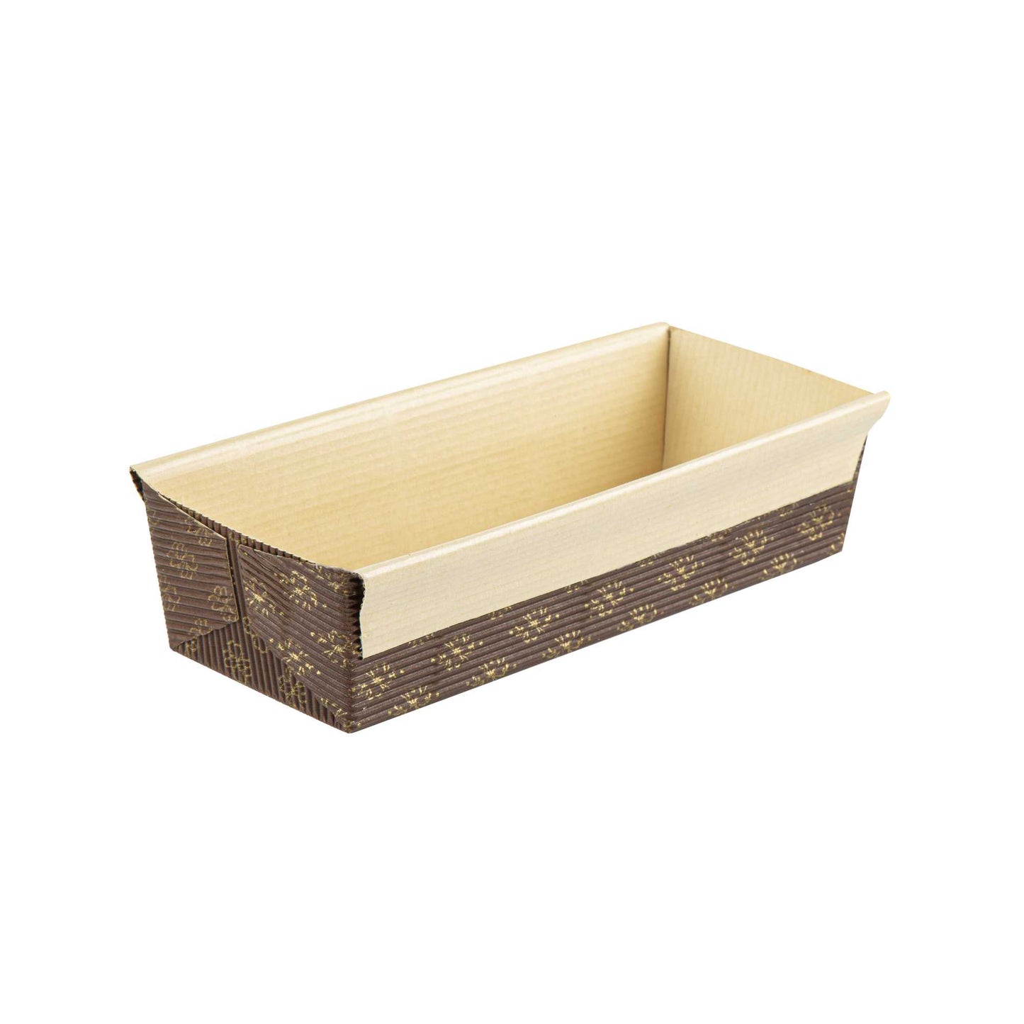 Panificio 18 oz Kraft Paper Baking Loaf Pan - Greaseproof, Rippled - 7 3/4" x 3 1/4" x 2" - 10 count box