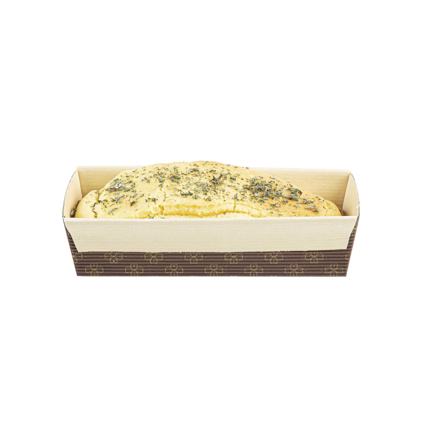 Panificio 18 oz Kraft Paper Baking Loaf Pan - Greaseproof, Rippled - 7 3/4" x 3 1/4" x 2" - 10 count box
