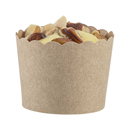 Panificio 3 oz Kraft Paper Mini Baking Cup - Scalloped - 2 1/2" x 2 1/2" x 1 3/4" - 200 count box