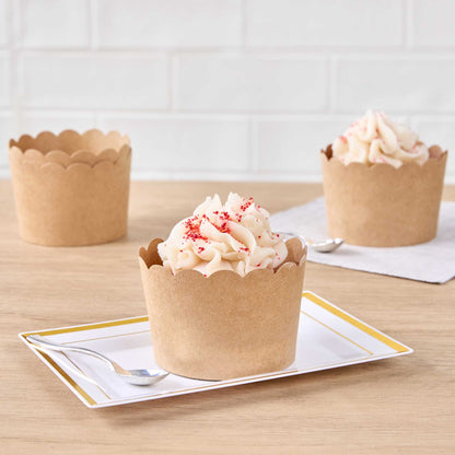 Panificio 10 oz Kraft Paper Jumbo Baking Cup - Scalloped - 3 1/2" x 3 1/2" x 2 1/2" - 200 count box