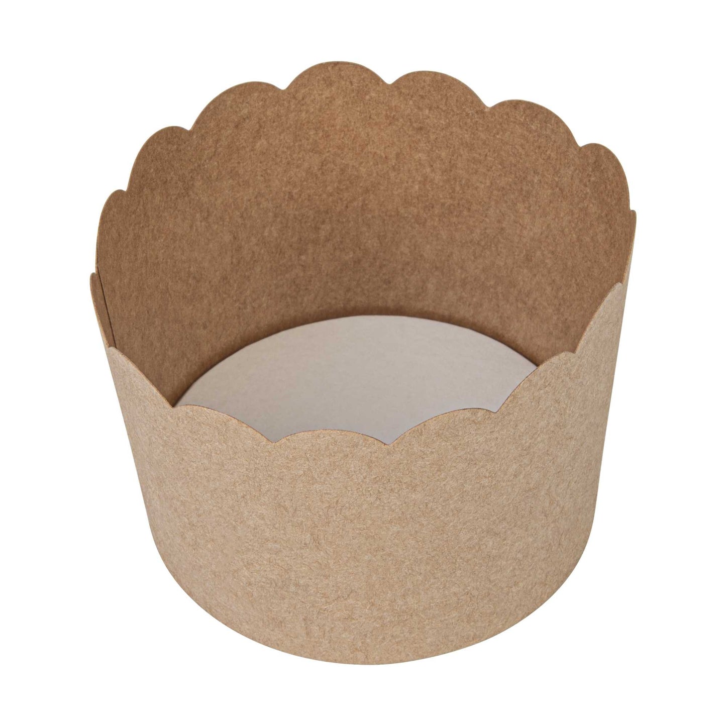 Panificio 10 oz Kraft Paper Jumbo Baking Cup - Scalloped - 3 1/2" x 3 1/2" x 2 1/2" - 200 count box