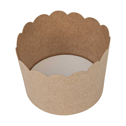 Panificio 10 oz Kraft Paper Jumbo Baking Cup - Scalloped - 3 1/2" x 3 1/2" x 2 1/2" - 200 count box