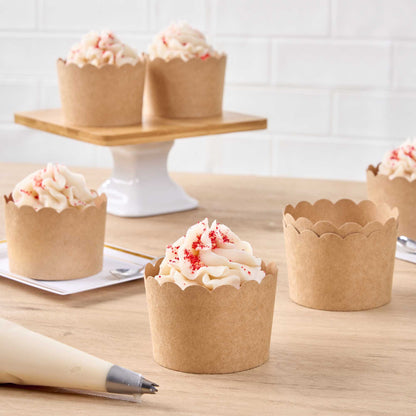 Panificio 10 oz Kraft Paper Jumbo Baking Cup - Scalloped - 3 1/2" x 3 1/2" x 2 1/2" - 200 count box