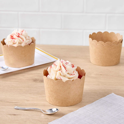Panificio 10 oz Kraft Paper Jumbo Baking Cup - Scalloped - 3 1/2" x 3 1/2" x 2 1/2" - 200 count box