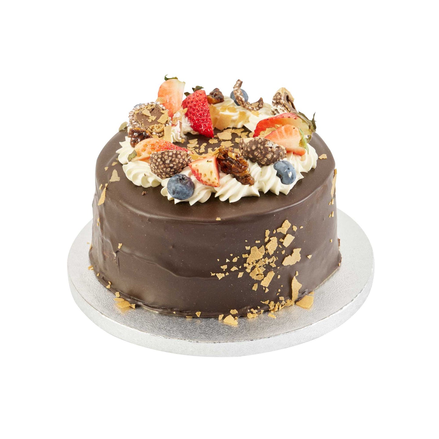 Pastry Tek Round Metallic Silver Cardboard Cake Drum Board - Covered Edge - 8" x 8" x 1/2" - 1 count box