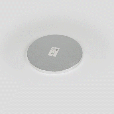 Pastry Tek Round Metallic Silver Cardboard Cake Drum Board - Covered Edge - 8" x 8" x 1/2" - 1 count box