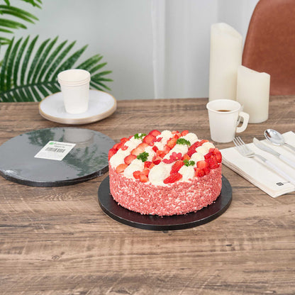 Pastry Tek Round Black Cardboard Cake Drum Board - Covered Edge - 10" x 10" x 1/2" - 1 count box