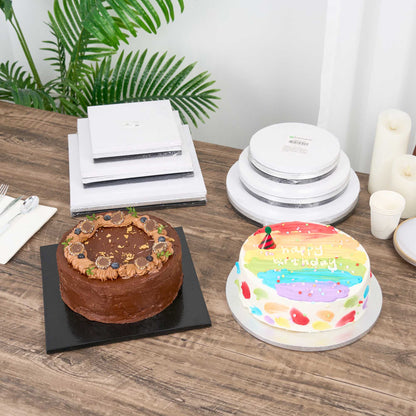 Pastry Tek Round White Cardboard Cake Drum Board - Covered Edge - 10" x 10" x 1/2" - 1 count box