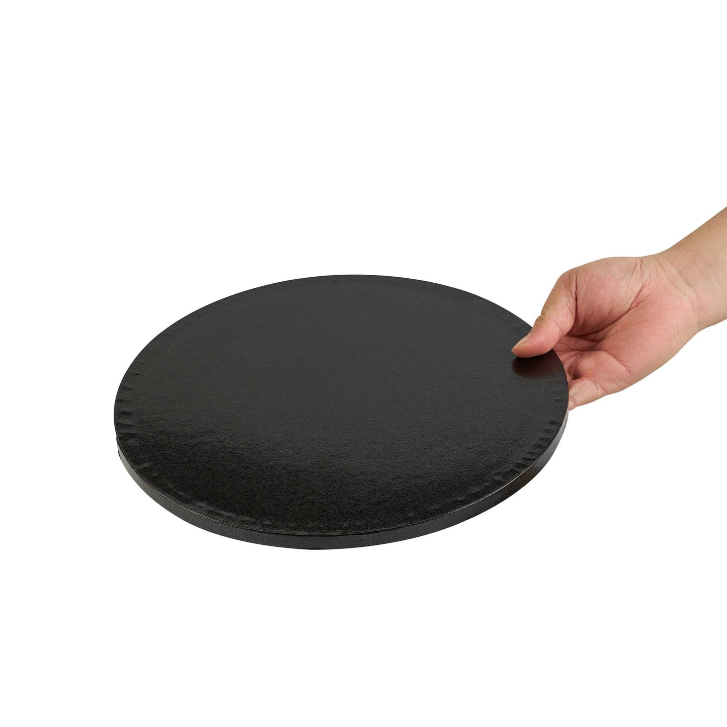 Pastry Tek Round Black Cardboard Cake Drum Board - Covered Edge - 12" x 12" x 1/2" - 1 count box